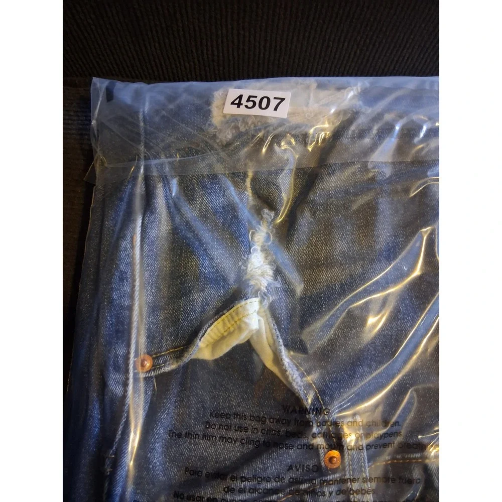 Levis 502 Regular Taper Distressed Denim Shorts Mens 34 Blue Medium‎ Wash Fray